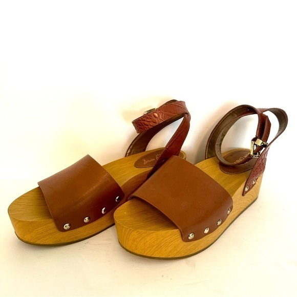 Sam Edelman Shoes - Sam Edelman Wood Platform Clog Sandel Brown Leather Size 8